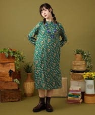 GJPJB42270 Jocomomola(ホコモモラ) Petalo フラワープリントワンピース グリーン