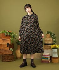 GJPJB42270 Jocomomola(ホコモモラ) Petalo フラワープリントワンピース グリーン