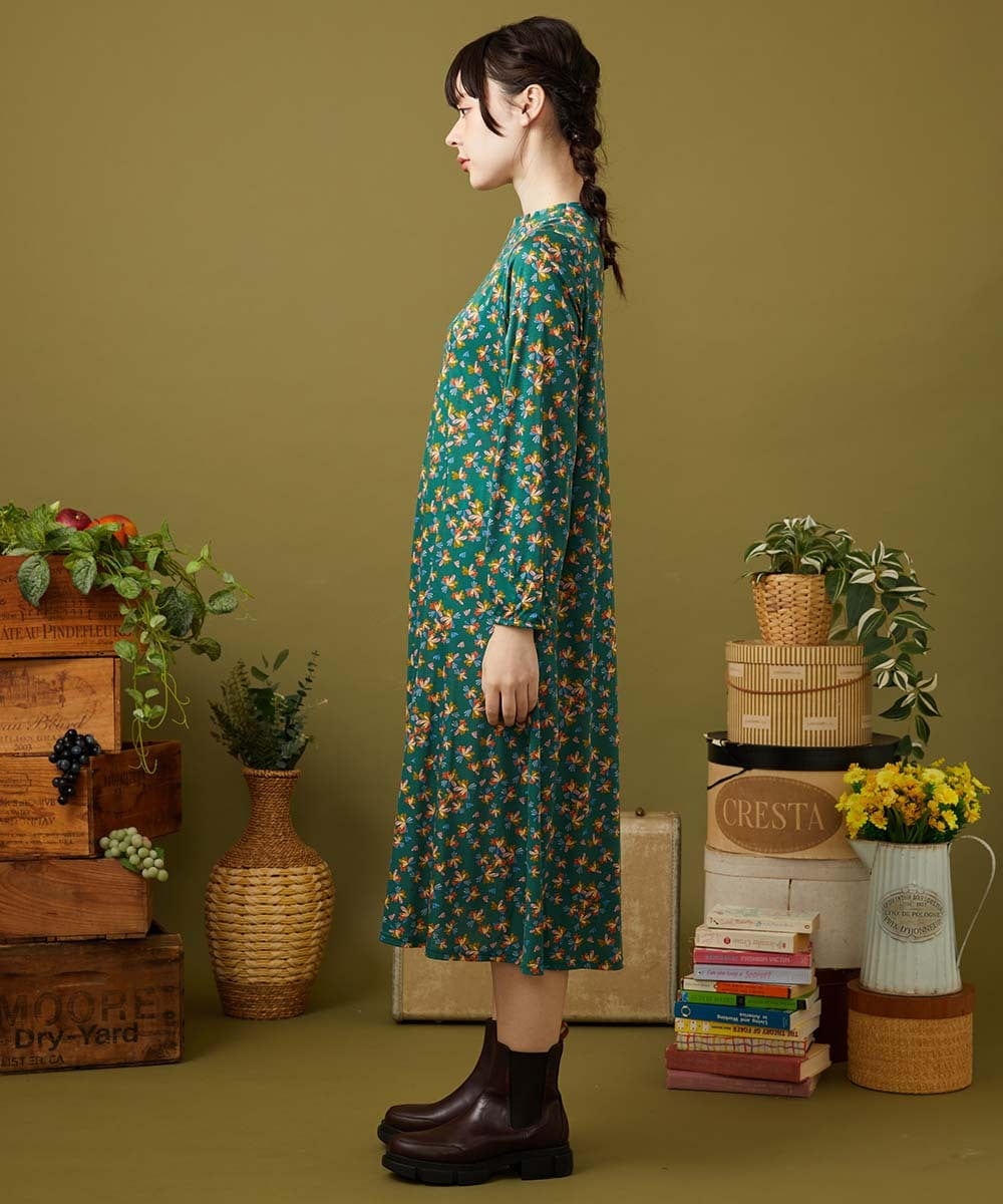 GJPJB42270 Jocomomola(ホコモモラ) Petalo フラワープリントワンピース グリーン