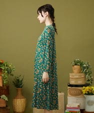 GJPJB42270 Jocomomola(ホコモモラ) Petalo フラワープリントワンピース グリーン