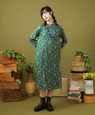 GJPJB42270 Jocomomola(ホコモモラ) Petalo フラワープリントワンピース グリーン
