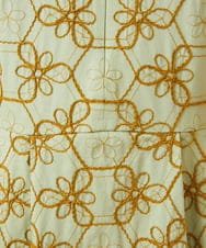 GJPJD34300 Jocomomola(ホコモモラ) Sacudida フラワー刺繍ウエスト切り替えワンピース グリーン