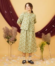 GJPJD34300 Jocomomola(ホコモモラ) Sacudida フラワー刺繍ウエスト切り替えワンピース グリーン