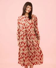 GJPJE04300 Jocomomola(ホコモモラ) Firma 総柄カットソーワンピース レッド