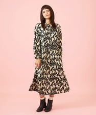 GJPJE04300 Jocomomola(ホコモモラ) Firma 総柄カットソーワンピース ベージュ