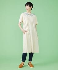 GJPJS33230 Jocomomola(ホコモモラ) Campo フラワー刺繍ワンピース アイボリー