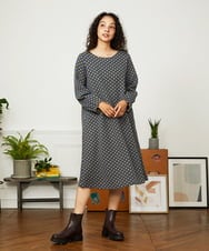 GJPLA35270 Jocomomola(ホコモモラ) 【早割10％OFF】ドットジャカードワンピース ブルー