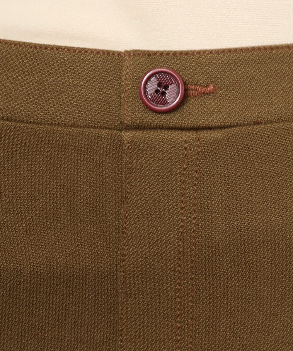 GJQAD35130 Jocomomola(ホコモモラ) フラワー刺繍入り裏起毛レギンスパンツ カーキ