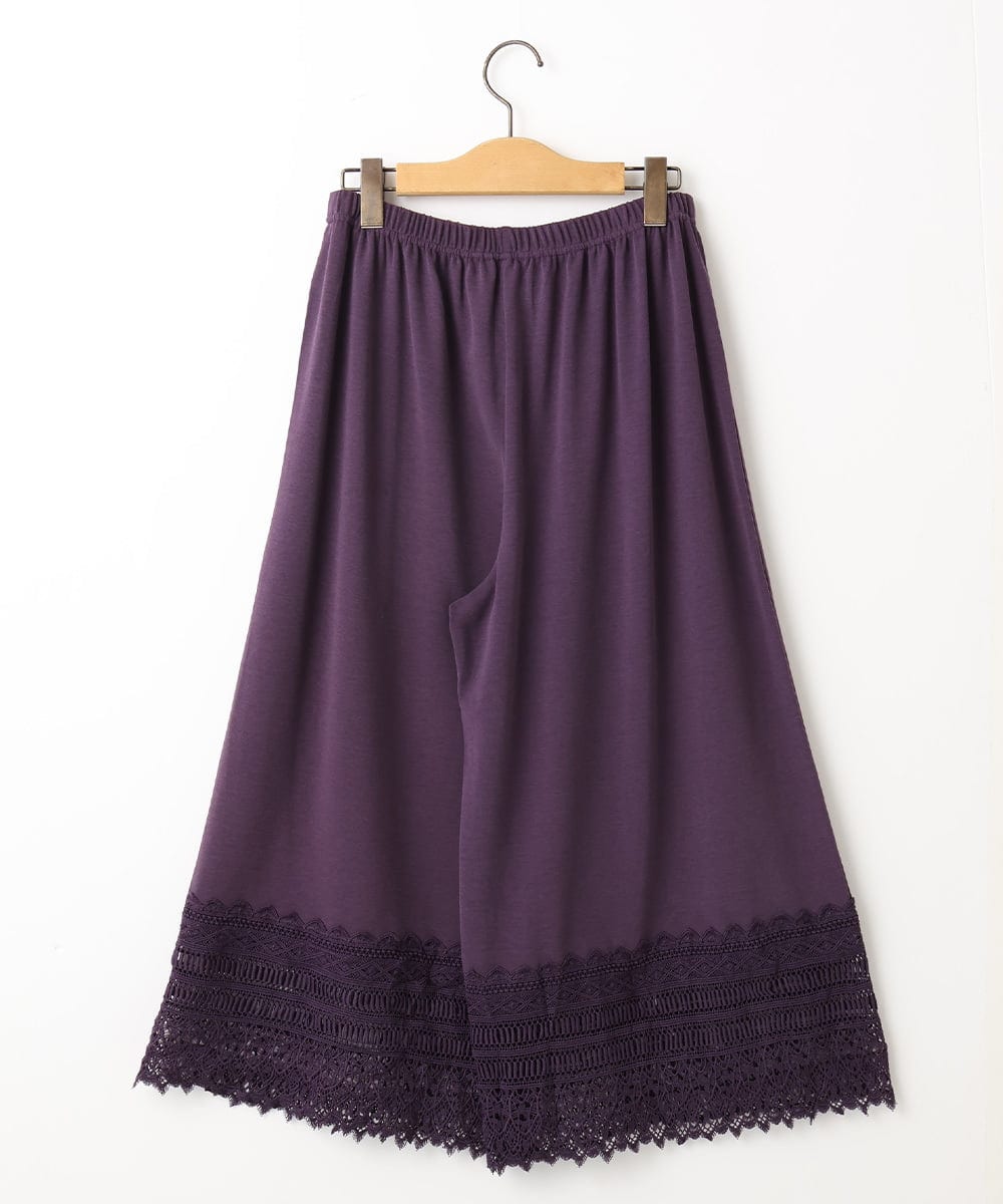 GJQAE41120 Jocomomola(ホコモモラ) 天竺レースペチコートパンツ パープル