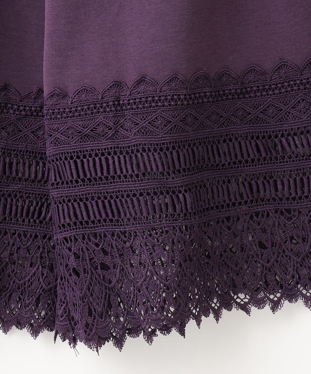 GJQAE41120 Jocomomola(ホコモモラ) 天竺レースペチコートパンツ パープル