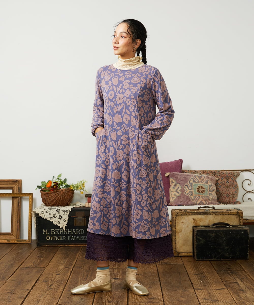 GJQAE41120 Jocomomola(ホコモモラ) 天竺レースペチコートパンツ パープル