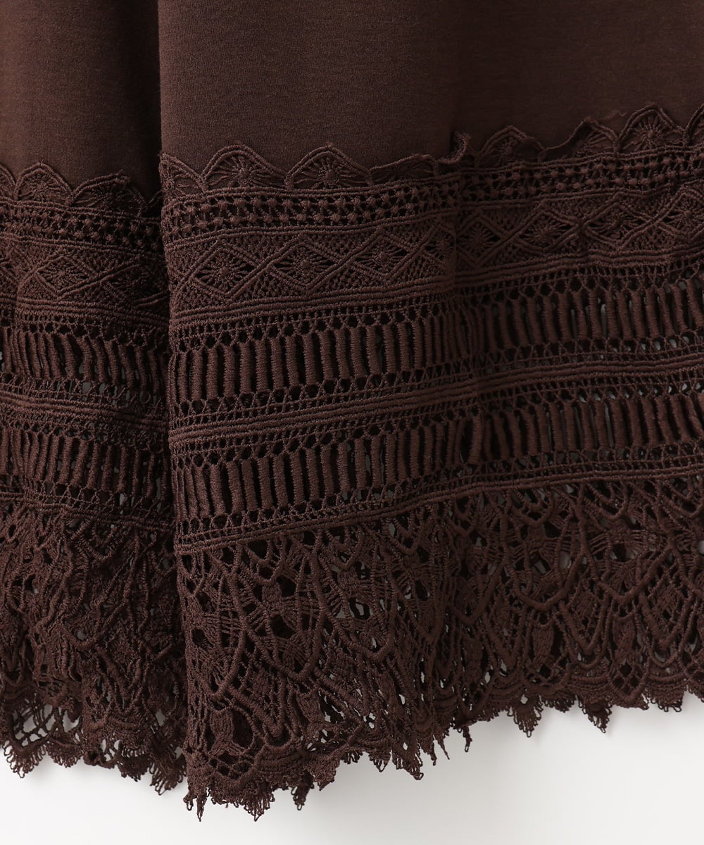 GJQAE41120 Jocomomola(ホコモモラ) 天竺レースペチコートパンツ ブラウン