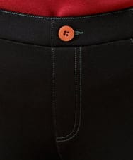 GJQAG33140 Jocomomola(ホコモモラ) カラフル刺繍入り裏起毛レギンスパンツ ブラック