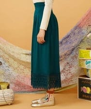 GJQAG34130 Jocomomola(ホコモモラ) レーヨンベア天 レースペチパンツ グリーン