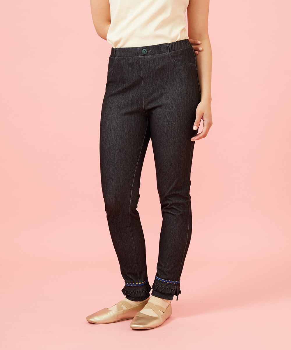 GJQGE41130 Jocomomola(ホコモモラ) Volantes レギンスパンツ ブラック