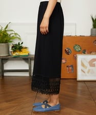 GJQJA43120 Jocomomola(ホコモモラ) 天竺レースペチコートパンツ ブラック