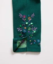 GJQJD31130 Jocomomola(ホコモモラ) フラワー&リーフ刺繍入りレギンスパンツ グリーン