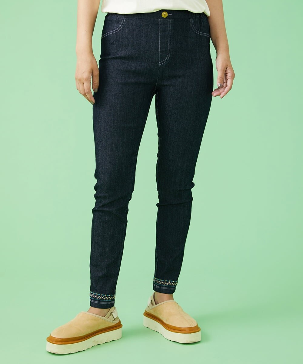 GJQJQ35100 Jocomomola(ホコモモラ) ストレッチデニムパンツ ダークネイビー
