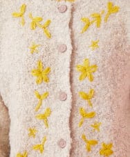 GJSAB34240 Jocomomola(ホコモモラ) ブークレフラワー刺繍ニットカーディガン グリーン