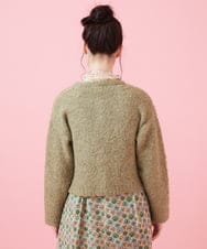 GJSAB34240 Jocomomola(ホコモモラ) ブークレフラワー刺繍ニットカーディガン グリーン