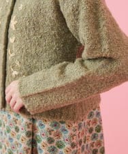 GJSAB34240 Jocomomola(ホコモモラ) ブークレフラワー刺繍ニットカーディガン グリーン