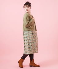 GJSAB34240 Jocomomola(ホコモモラ) ブークレフラワー刺繍ニットカーディガン グリーン