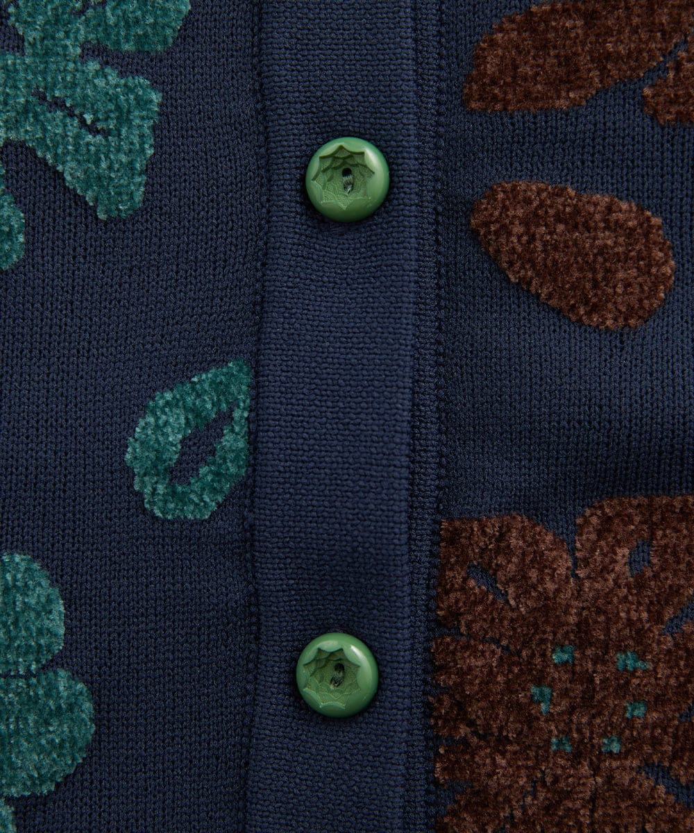 GJSAD01250 Jocomomola(ホコモモラ) Flor suave フラワージャカードニットカーディガン ベージュ