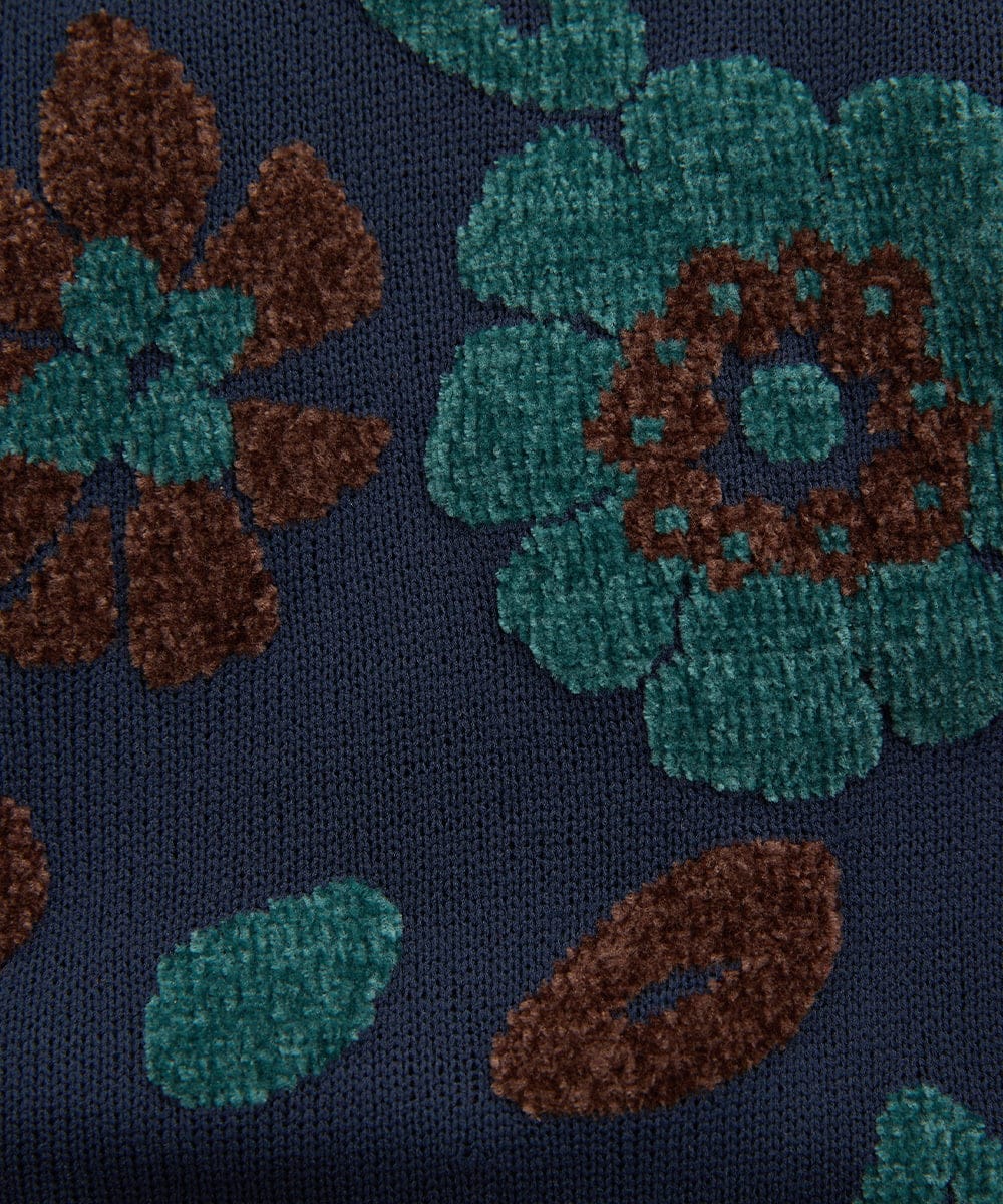 GJSAD01250 Jocomomola(ホコモモラ) Flor suave フラワージャカードニットカーディガン ベージュ