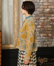 GJSAD01250 Jocomomola(ホコモモラ) Flor suave フラワージャカードニットカーディガン ベージュ