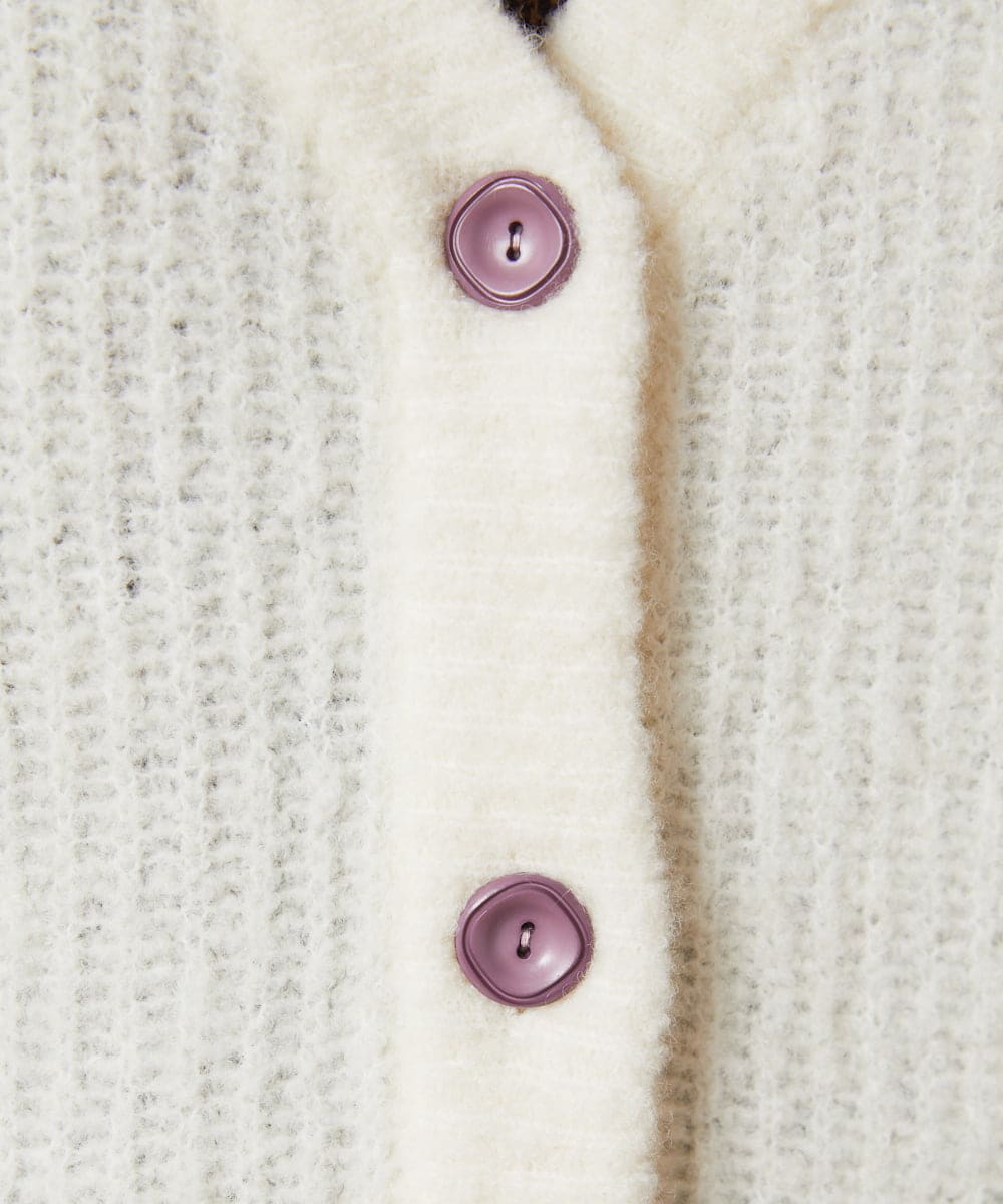 GJSAE02250 Jocomomola(ホコモモラ) Calle de Bordadores フラワーモチーフニットカーディガン ネイビー