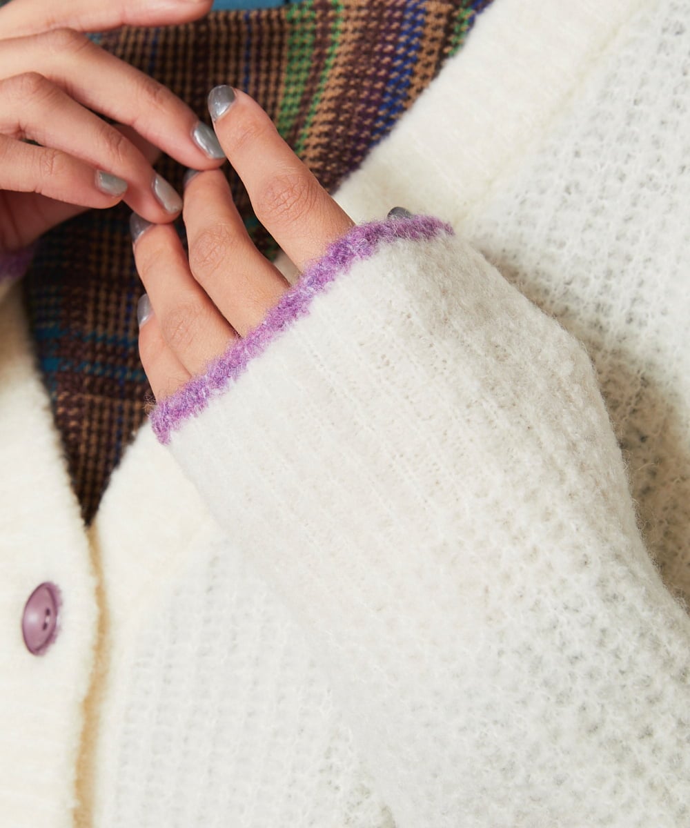 GJSAE02250 Jocomomola(ホコモモラ) Calle de Bordadores フラワーモチーフニットカーディガン ネイビー