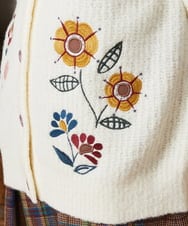 GJSAE02250 Jocomomola(ホコモモラ) Calle de Bordadores フラワーモチーフニットカーディガン ネイビー