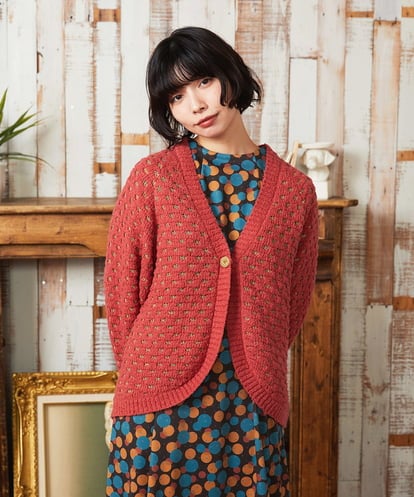 GJSAE34200 Jocomomola Claraboya ドットシアーニットカーディガン