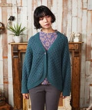 GJSAE34200 Jocomomola(ホコモモラ) Claraboya ドットシアーニットカーディガン レッド