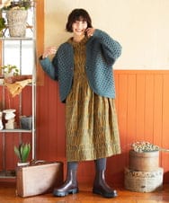 GJSAE34200 Jocomomola(ホコモモラ) Claraboya ドットシアーニットカーディガン レッド