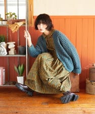 GJSAE34200 Jocomomola(ホコモモラ) Claraboya ドットシアーニットカーディガン レッド