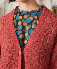 GJSAE34200 Jocomomola(ホコモモラ) Claraboya ドットシアーニットカーディガン レッド