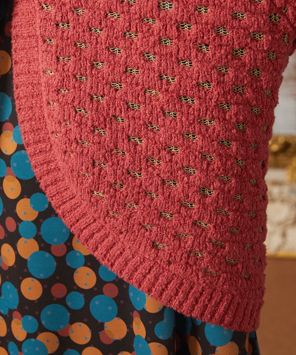 GJSAE34200 Jocomomola(ホコモモラ) Claraboya ドットシアーニットカーディガン レッド