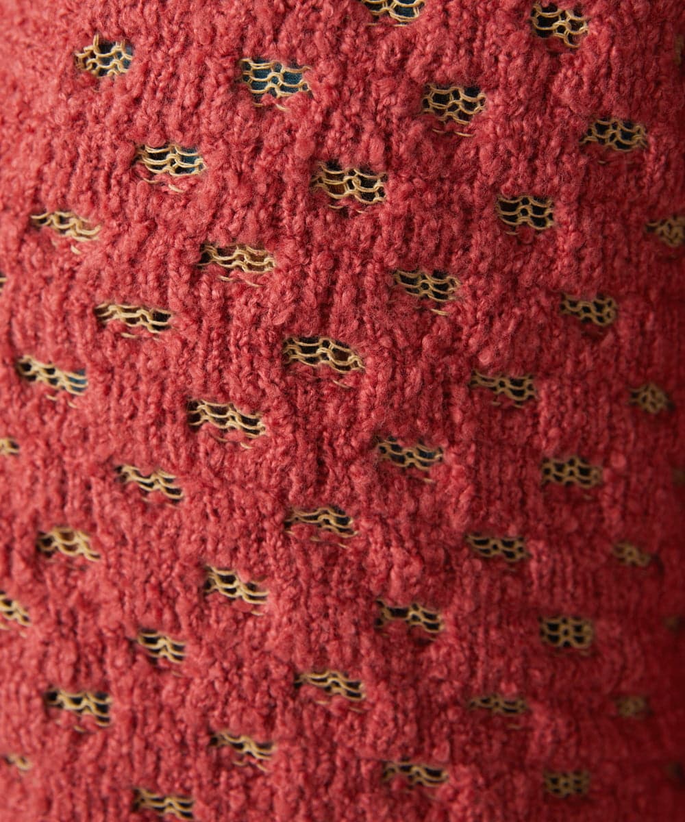 GJSAE34200 Jocomomola(ホコモモラ) Claraboya ドットシアーニットカーディガン レッド