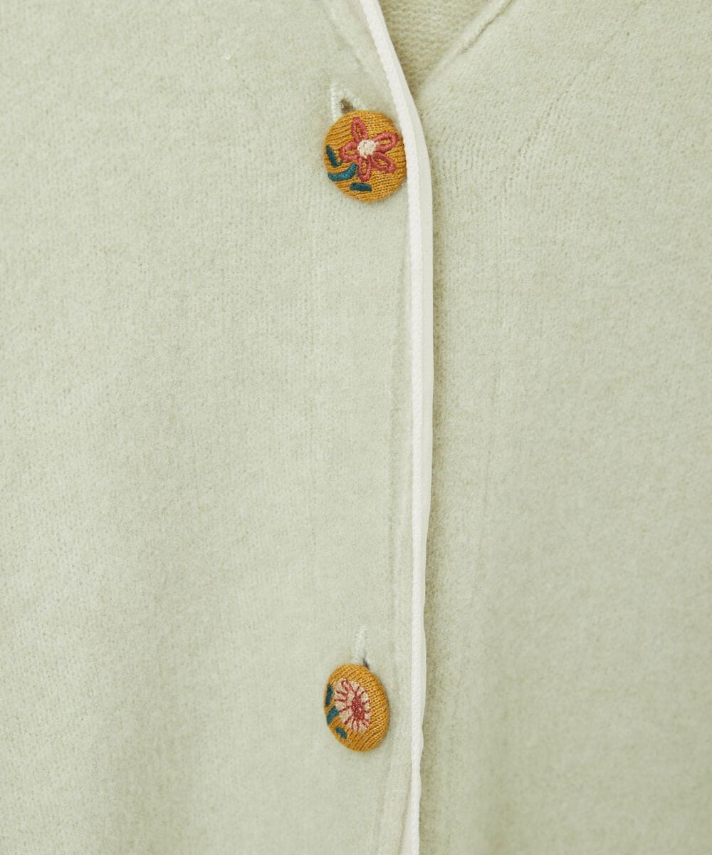 GJSAE35200 Jocomomola(ホコモモラ) Peludo Vネックニットカーディガン グリーン