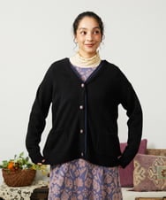 GJSAE35200 Jocomomola(ホコモモラ) Peludo Vネックニットカーディガン ブラック