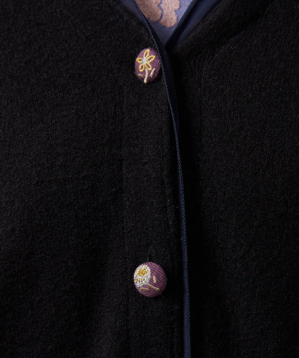 GJSAE35200 Jocomomola(ホコモモラ) Peludo Vネックニットカーディガン ブラック