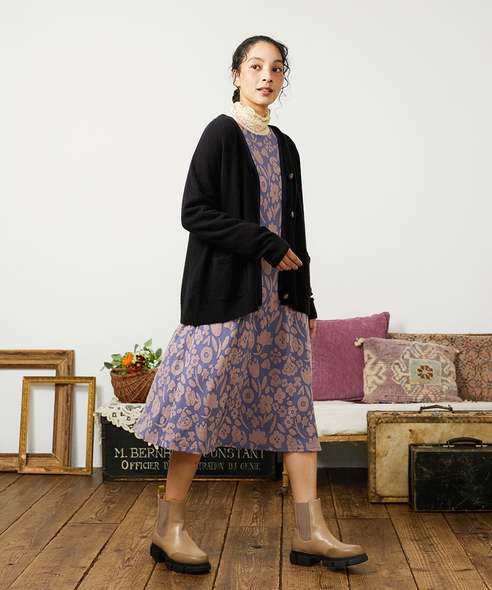 GJSAE35200 Jocomomola(ホコモモラ) Peludo Vネックニットカーディガン ブラック