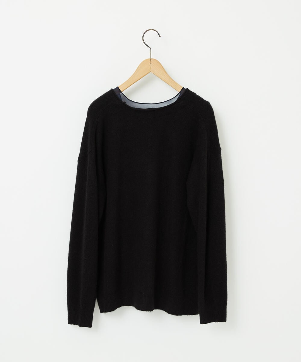 GJSAE35200 Jocomomola(ホコモモラ) Peludo Vネックニットカーディガン ブラック