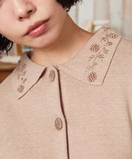 GJSAE51220 Jocomomola(ホコモモラ) Tesoro フラワーモチーフニットカーディガン ネイビー