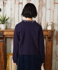 GJSAE51220 Jocomomola(ホコモモラ) Tesoro フラワーモチーフニットカーディガン ネイビー