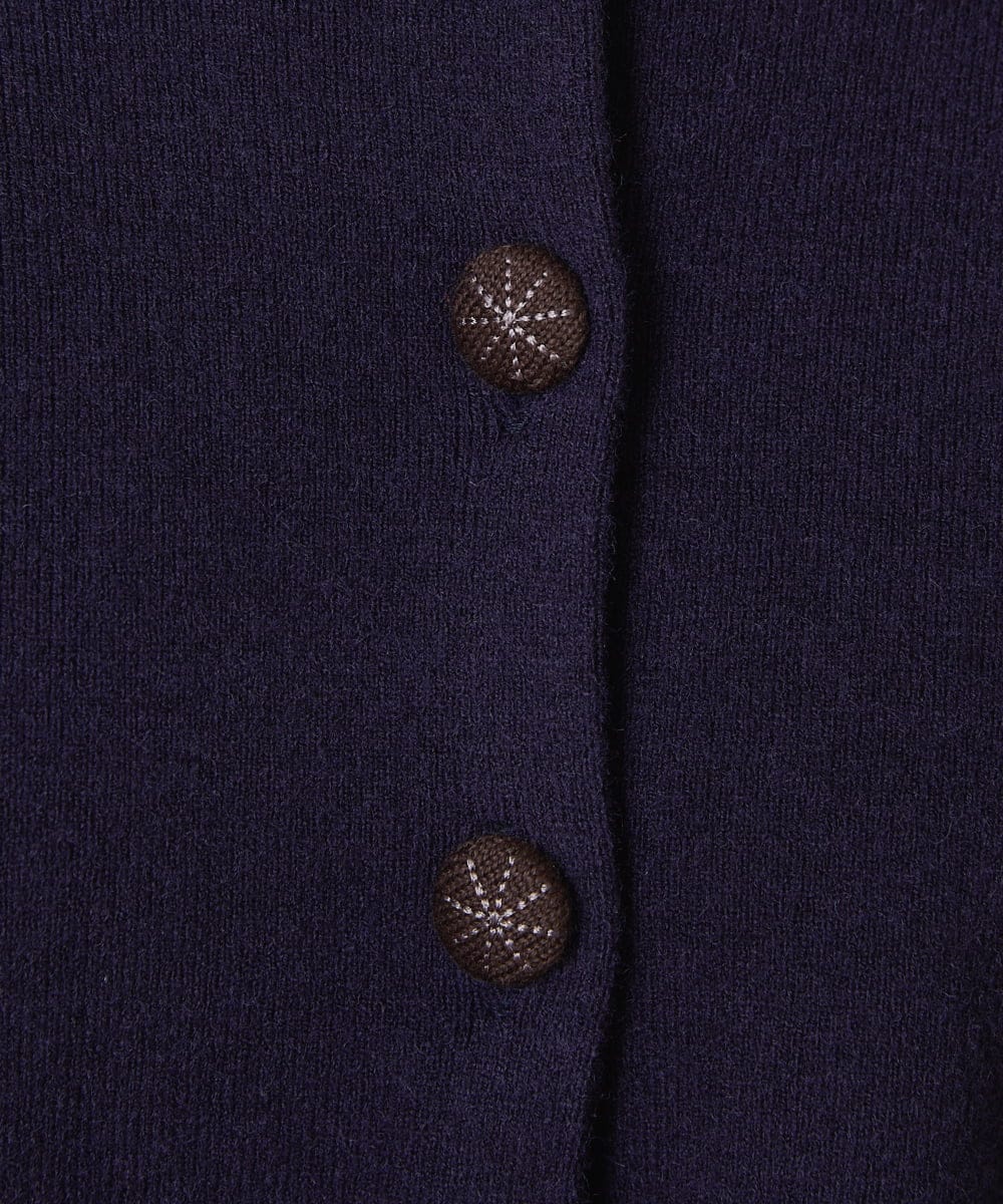 GJSAE51220 Jocomomola(ホコモモラ) Tesoro フラワーモチーフニットカーディガン ネイビー