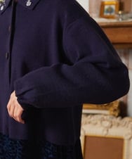 GJSAE51220 Jocomomola(ホコモモラ) Tesoro フラワーモチーフニットカーディガン ネイビー