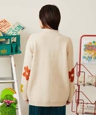 GJSAH37290 Jocomomola(ホコモモラ) Forma de flor フラワーニット スタンドカラーカーディガン アイボリー