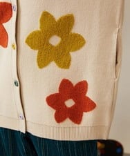 GJSAH37290 Jocomomola(ホコモモラ) Forma de flor フラワーニット スタンドカラーカーディガン アイボリー